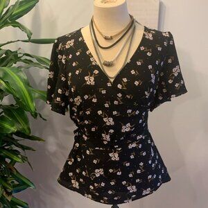 Addition Elle Floral Wrap Around Blouse